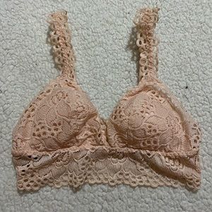 Aerie Cream/Pink Lace Padded Bralette